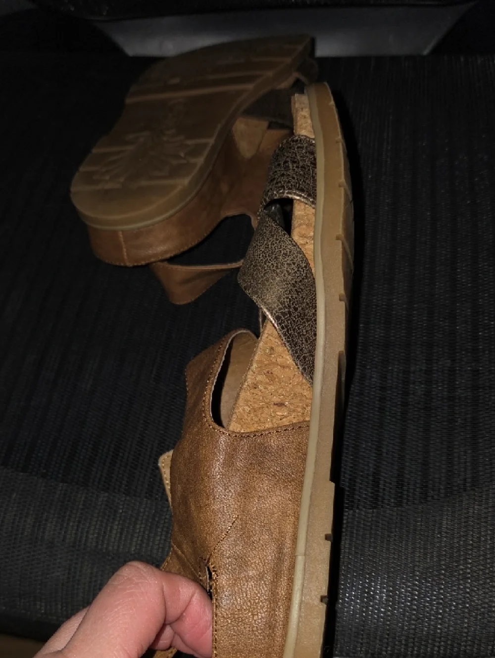 Women’s Brown & Metallic Bronze Cross-Strap Sandals with Buckle - Picture 7 of 12